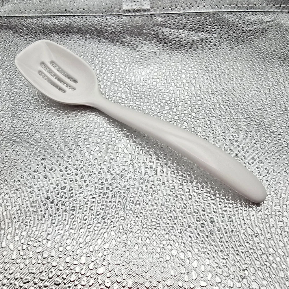 Hutzler 7.5 Inch Melamine Small Solid And Slotted Spoons White Yellow Set Of 2